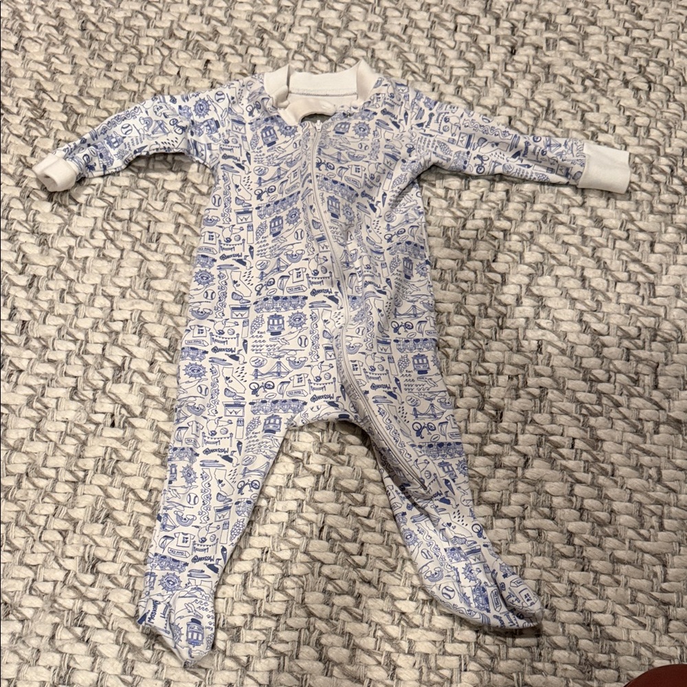 Cozy Blue and White Kids Footie Pajamas